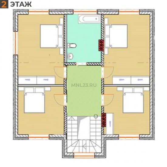Планировка: Дом 180 м² в Краснодаре в КП Виктория Престиж, этаж 2