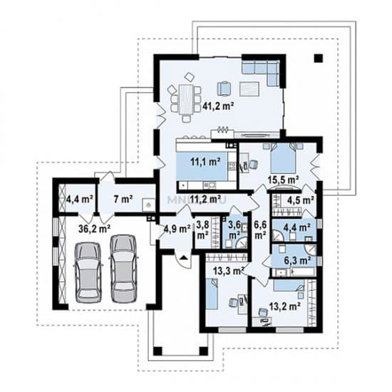 Планировка: Дом 187.1 м² в Краснодаре в КП Испания