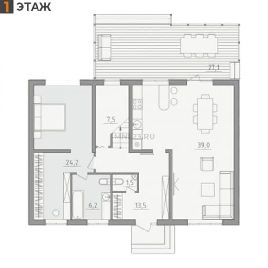 Планировка: Дом 191.5 м² в Краснодаре в КП Николино Парк, этаж 1