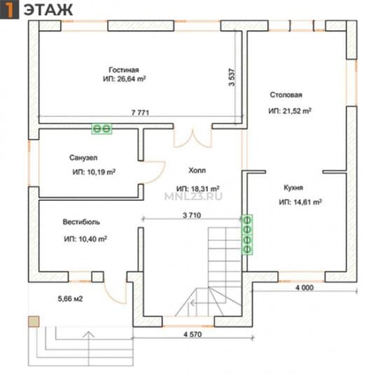 Планировка: Дом 191 м² в Краснодаре в КП Виктория, этаж 1