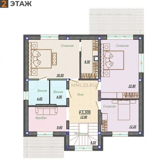 Планировка: Дом 200.4 м² в Краснодаре в КП Лазурный Берег, этаж 2