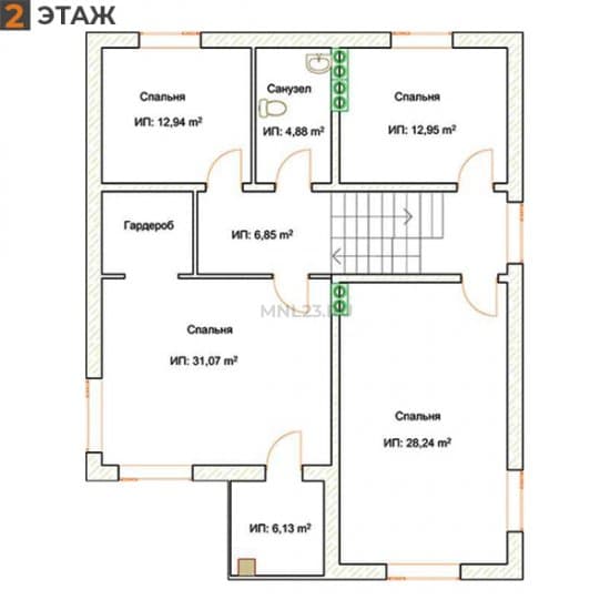 Планировка: Дом 207 м² в Краснодаре в КП Виктория, этаж 2