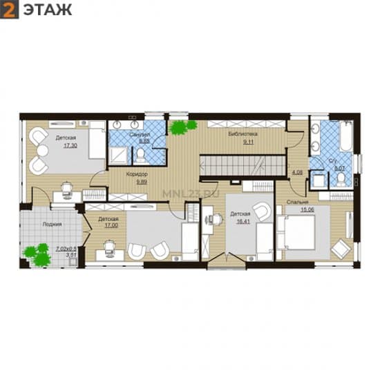 Планировка: Дом 215.96 м² в Краснодаре в КП Италия, этаж 2
