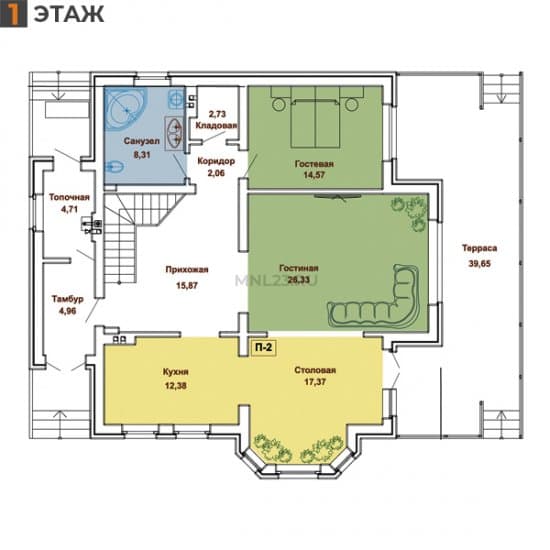 Планировка: Дом 216.29 м² в Краснодаре в КП Вишневый Сад, этаж 1
