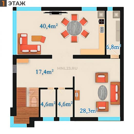 Планировка: Дом 220 м² в Краснодаре в КП Зеленая Поляна, этаж 1