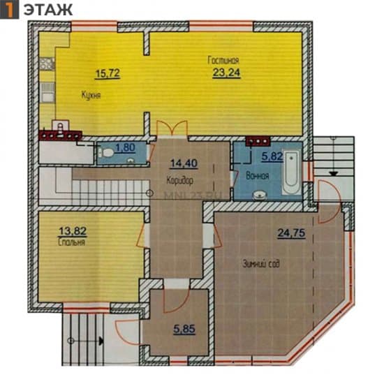 Планировка: Дом 230 м² в Краснодаре в КП Виктория, этаж 1