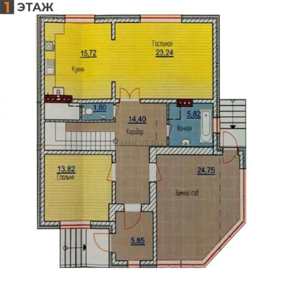 Планировка: Дом 230 м² в Краснодаре в КП Виктория Престиж, этаж 1
