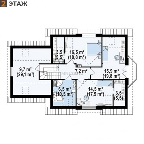 Планировка: Дом 232.8 м² в Краснодаре в КП Испания, этаж 2