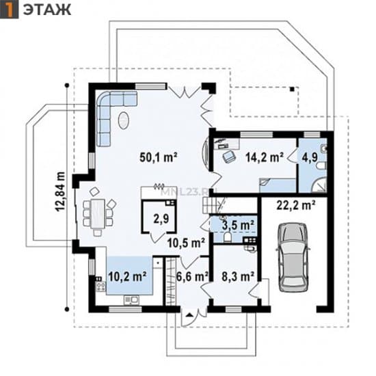 Планировка: Дом 260.4 м² в Краснодаре в КП Испания, этаж 1
