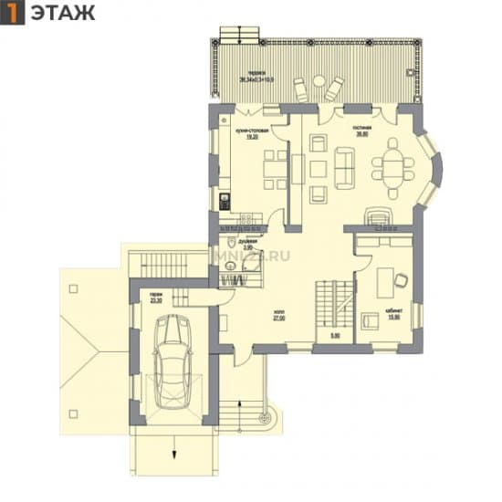 Планировка: Дом 321.46 м² в Краснодаре в КП Немецкая Деревня, этаж 1