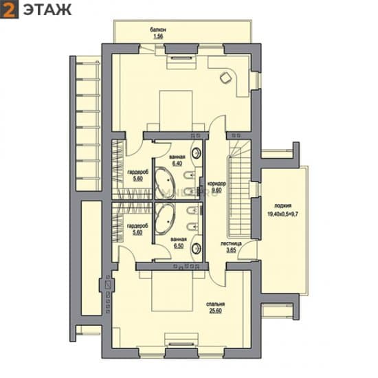 Планировка: Дом 344.47 м² в Краснодаре в КП Немецкая Деревня, этаж 2