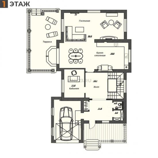 Планировка: Дом 359.36 м² в Краснодаре в КП Немецкая Деревня, этаж 1