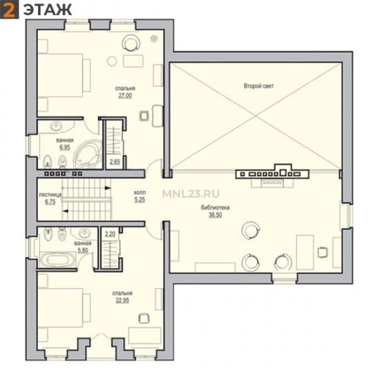 Планировка: Дом 394.41 м² в Краснодаре в КП Немецкая Деревня, этаж 2