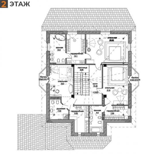 Планировка: Дом 510.40 м² в Краснодаре в КП Немецкая Деревня, этаж 2