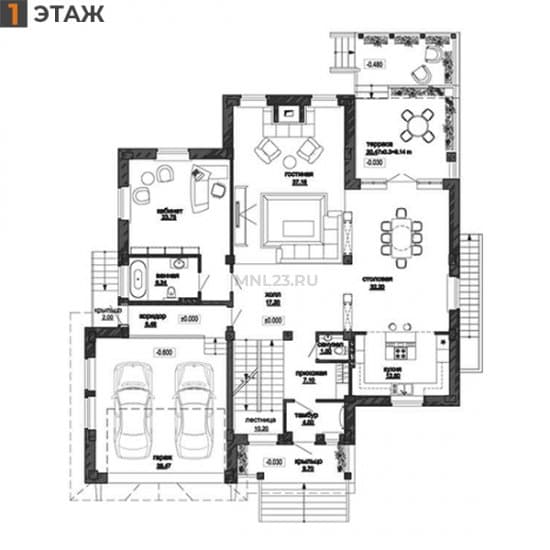 Планировка: Дом 519.02 м² в Краснодаре в КП Немецкая Деревня, этаж 1