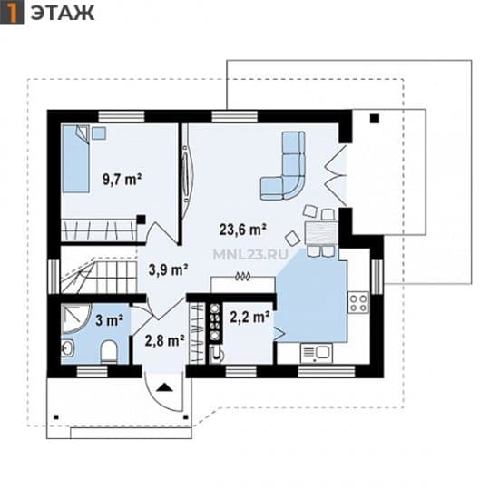 Планировка: Дом 91.5 м² в Краснодаре в КП Испания, этаж 1