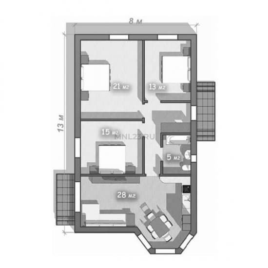 Планировка: Дом 104 м² в Краснодаре в КП Крепость