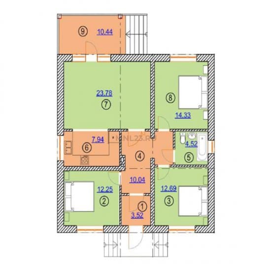 Планировка: Дом 96 м² в Краснодаре в КП Виктория Престиж
