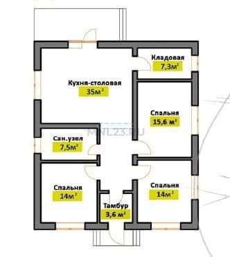 Планировка: Дом 98.4 м² в Краснодаре в КП Золотая долина