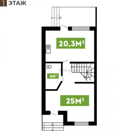 Планировка: Дуплекс 107 м² в Краснодаре в КП Альпийская Деревня, этаж 1