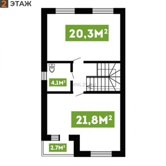 Планировка: Дуплекс 107 м² в Краснодаре в КП Альпийская Деревня, этаж 2
