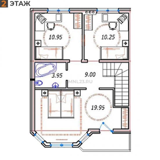 Планировка: Дуплекс 108 м² в Краснодаре в КП Олимпия, этаж 2