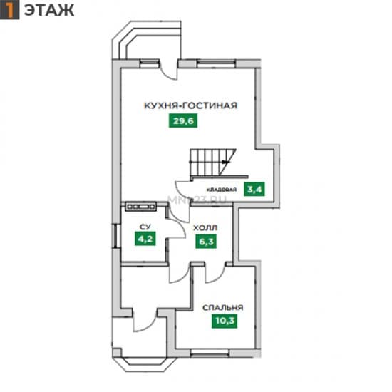 Планировка: Дуплекс 114.2 м² в Краснодаре в КП Знатный Двор, этаж 1