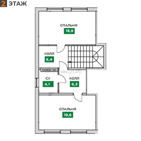 Планировка: Дуплекс 114.2 м² в Краснодаре в КП Знатный Двор, этаж 2