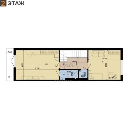 Планировка: Дуплекс 115 м² в Краснодаре в КП Малиновка, этаж 2