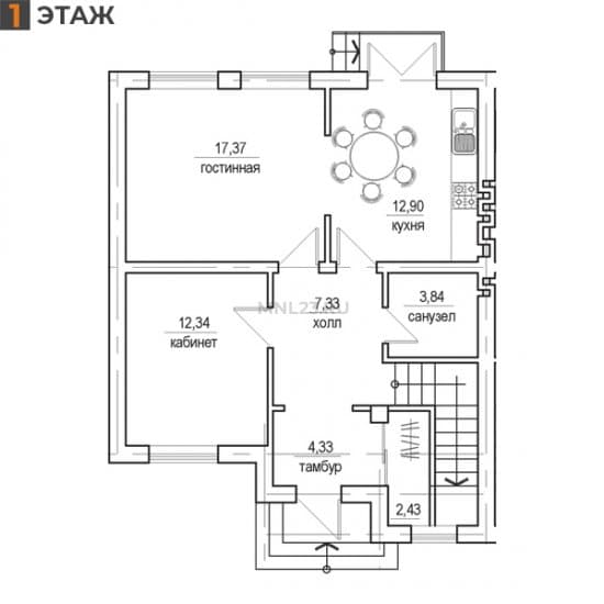 Планировка: Дуплекс 118 м² в Краснодаре в КП Бавария, этаж 1
