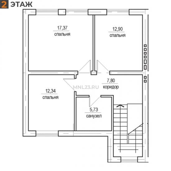 Планировка: Дуплекс 118 м² в Краснодаре в КП Бавария, этаж 2