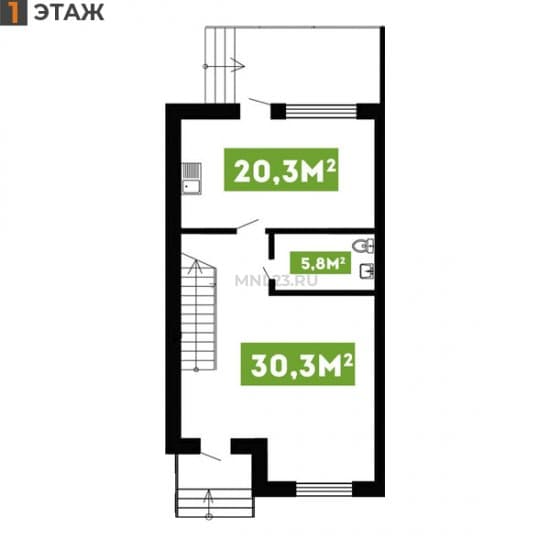 Планировка: Дуплекс 119 м² в Краснодаре в КП Альпийская Деревня, этаж 1