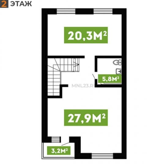 Планировка: Дуплекс 119 м² в Краснодаре в КП Альпийская Деревня, этаж 2