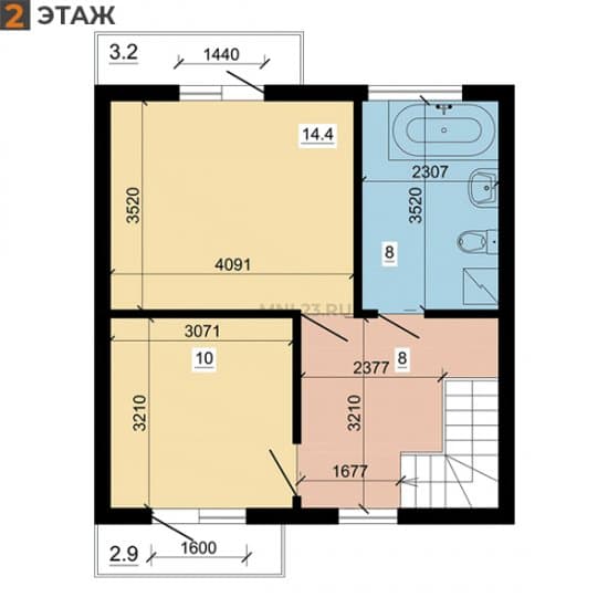 Планировка: Дуплекс 95 м² в Краснодаре в КП Малиновка, этаж 2