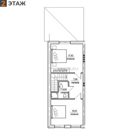 Планировка: Дуплекс 97 м² в Краснодаре в КП Бавария, этаж 2
