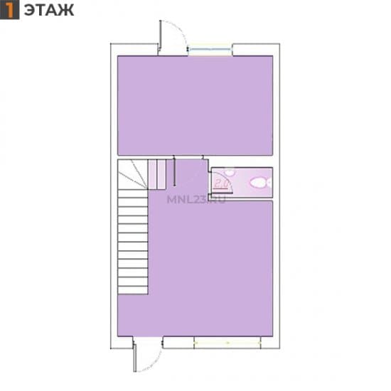 Планировка: Танхаус 90 м² в Краснодаре в КП Вилла Роз, этаж 1