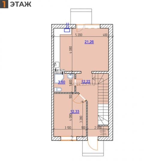 Планировка: Таунхаус 100 м² в Краснодаре в КП Радужный, этаж 1