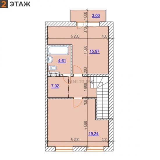 Планировка: Таунхаус 100 м² в Краснодаре в КП Радужный, этаж 2