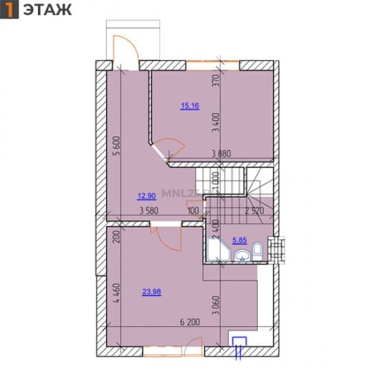 Планировка: Таунхаус 172 м² в Краснодаре в КП Радужный, этаж 1