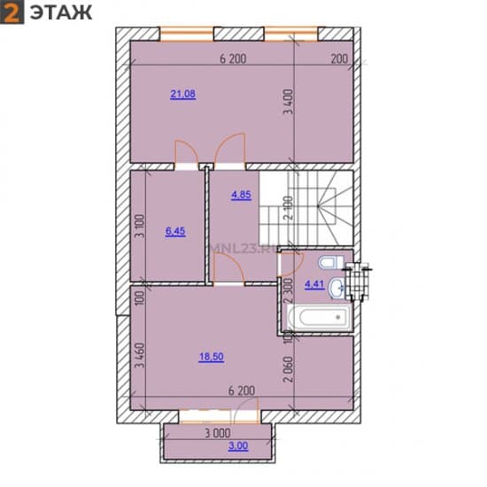 Планировка: Таунхаус 172 м² в Краснодаре в КП Радужный, этаж 2