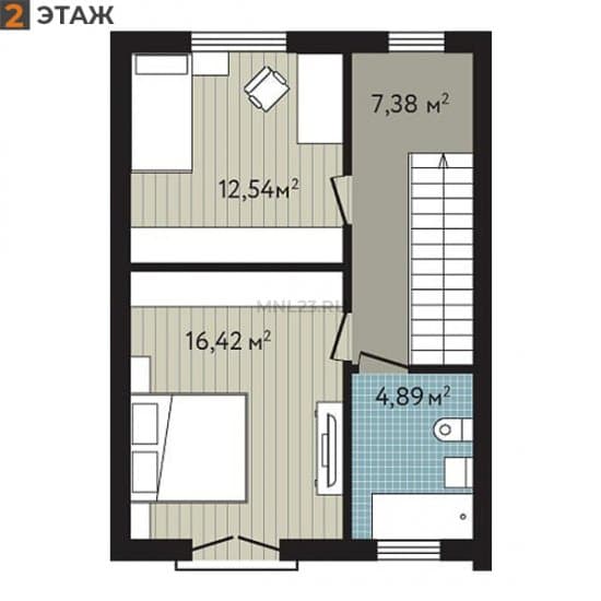 Планировка: Таунхаус 85.21 м² в Краснодаре в КП Близкий, этаж 2