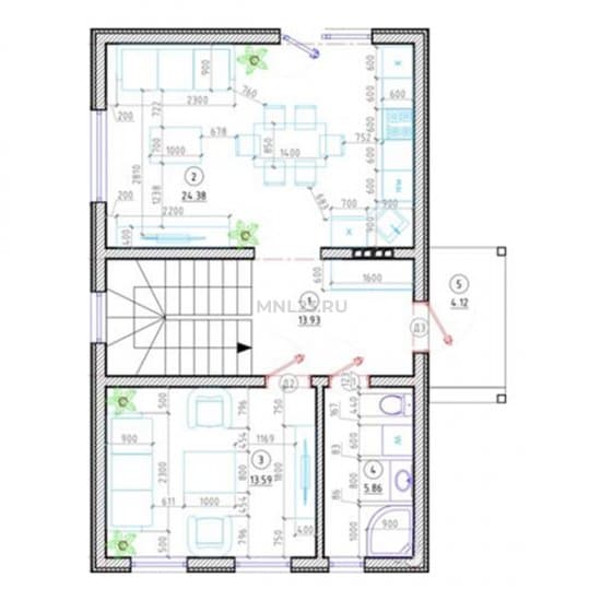 Планировка: Дом 115 м² в Краснодаре в КП Березовый, этаж 1