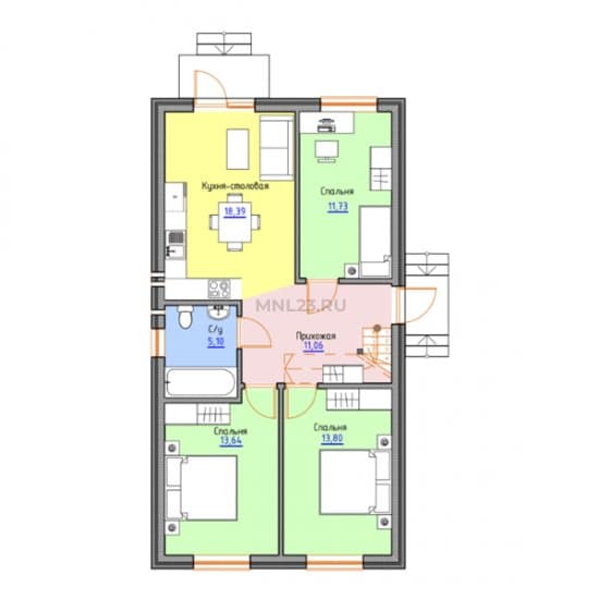 Планировка: Дом 125 м² в Краснодаре в КП Березовый