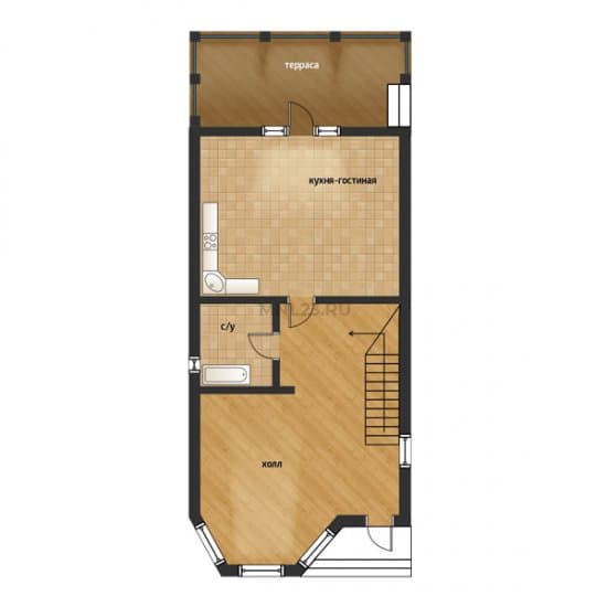 Планировка: Дом 126 (1)м² в Краснодаре в КП Южная столица, этаж 1