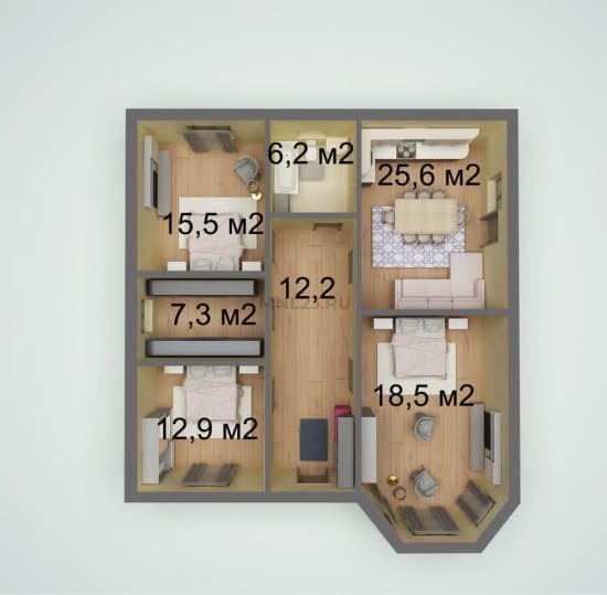 Планировка: Дом 121 м² в Краснодаре в КП Южная столица