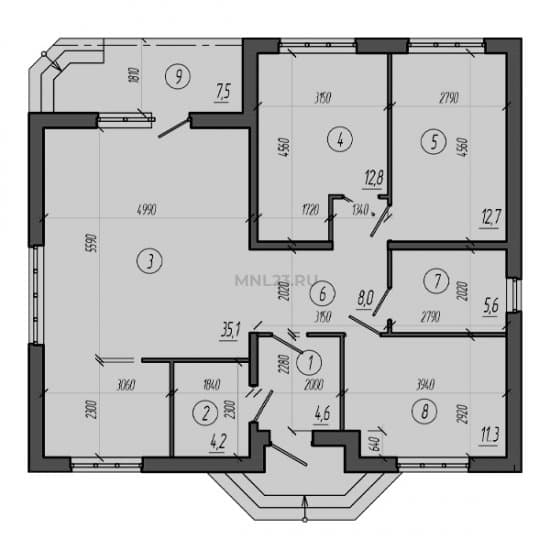 Планировка: Дом 101.8 м² в Краснодаре в КП Домино