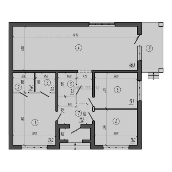 Планировка: Дом 122.3 м² в Краснодаре в КП Домино