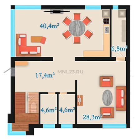 Планировка: Дом 220 м² в Краснодаре в КП Венский бульвар, этаж 1