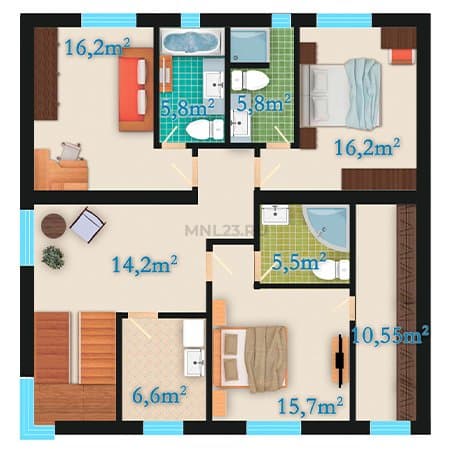 Планировка: Дом 220 м² в Краснодаре в КП Венский бульвар, этаж 2