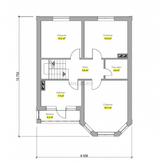 Планировка: Дом 129 м² в Краснодаре в КП Знаменский, этаж 1